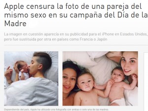 Apple censura la foto de una pareja del mismo sexo en su campaa del Da de la Madre