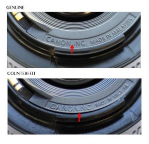 Canon asesoramiento advierte de la falsificación EF 50mm F1.8 lentes II