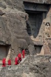 Monjes budistas en Ellora