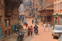 Una calle de Kathmandu