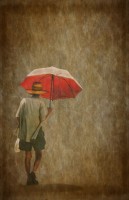 Man with umbrella