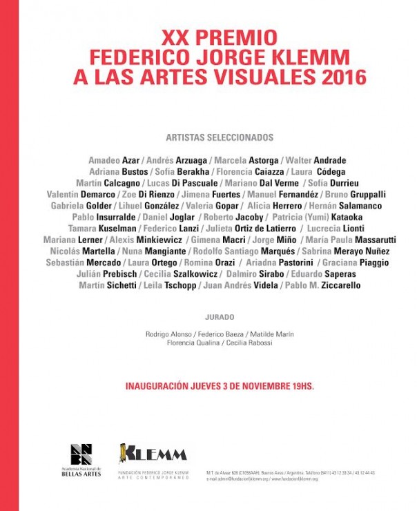 XX Premio Federico Jorge Klemm a las Artes Visual.