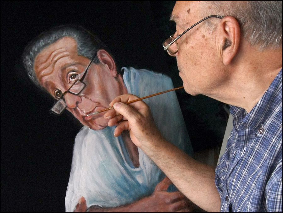 "Artista pintando a Favaloro" de Walter Belfiore