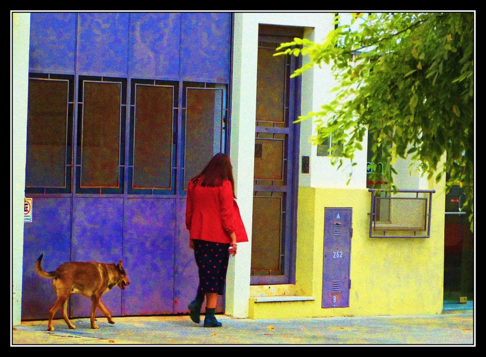 "La chica de la pollera a lunares, detrs un perro" de Fernando Valdez Vazquez