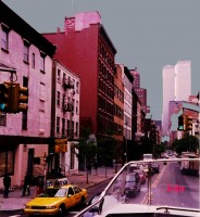 calles de new york con las torres gemelas