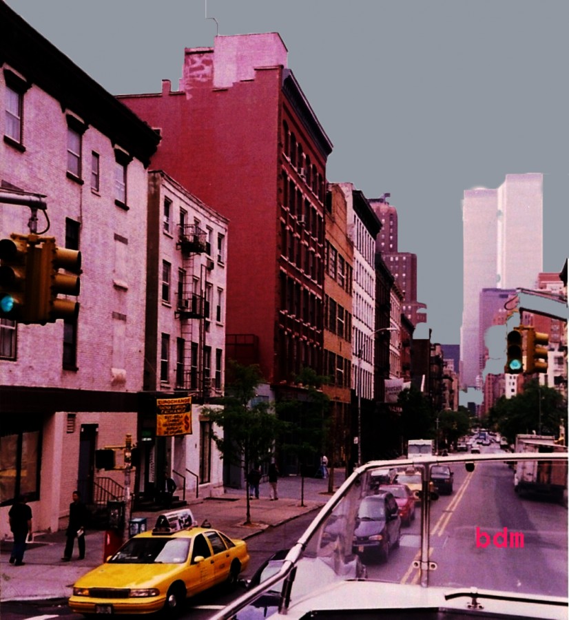 "calles de new york con las torres gemelas" de Beatriz Di Marzio
