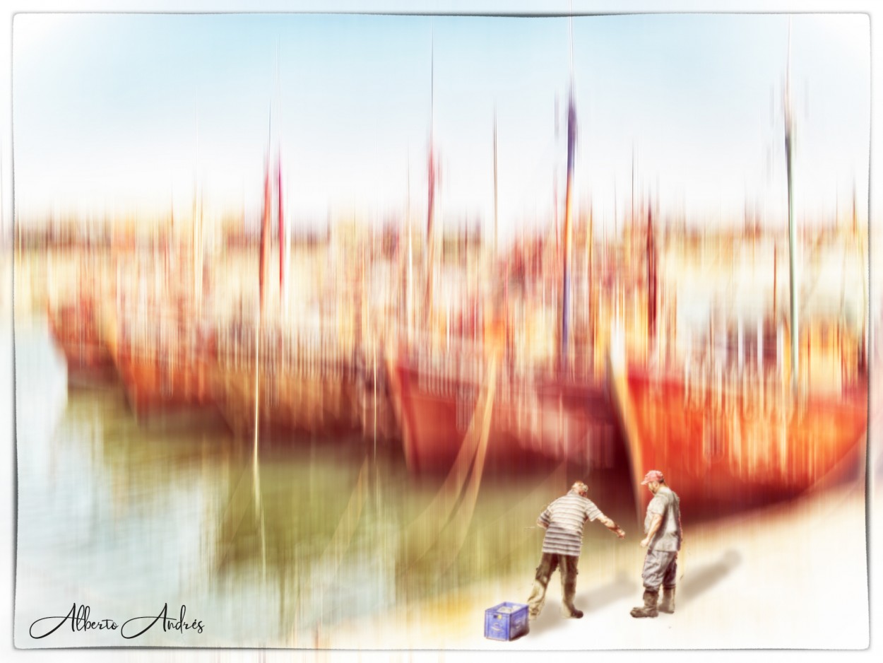 "Banquina de pescadores" de Alberto Andrs Melo