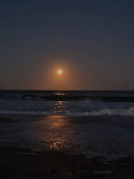 Luna rosa sobre el mar