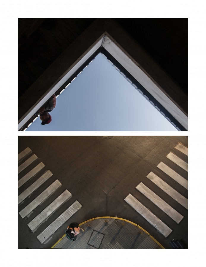 "escaleras para bajar mirando arriba (diptico)" de Sergio Campero